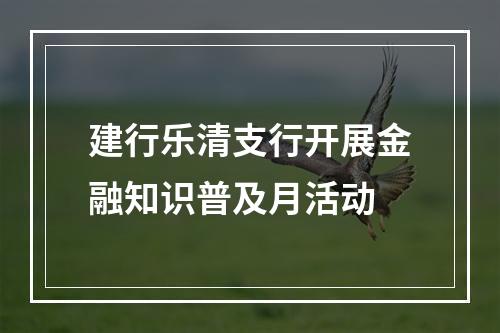 建行乐清支行开展金融知识普及月活动