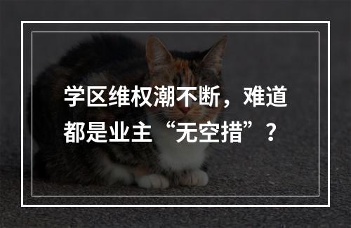 学区维权潮不断，难道都是业主“无空措”？