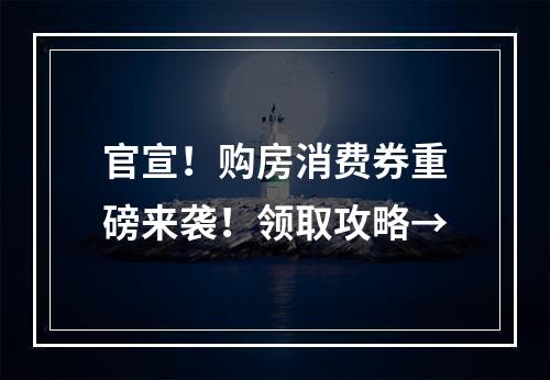 官宣！购房消费券重磅来袭！领取攻略→