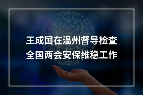 王成国在温州督导检查全国两会安保维稳工作