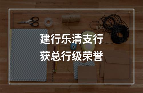 建行乐清支行获总行级荣誉