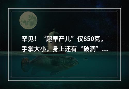 罕见！“超早产儿”仅850克，手掌大小，身上还有“破洞”…