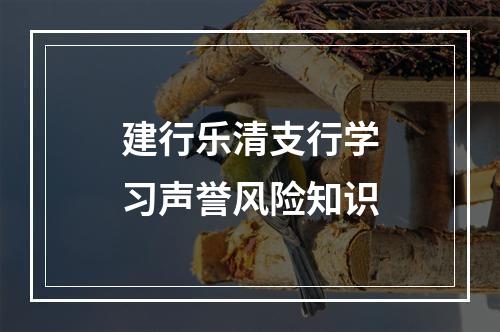 建行乐清支行学习声誉风险知识