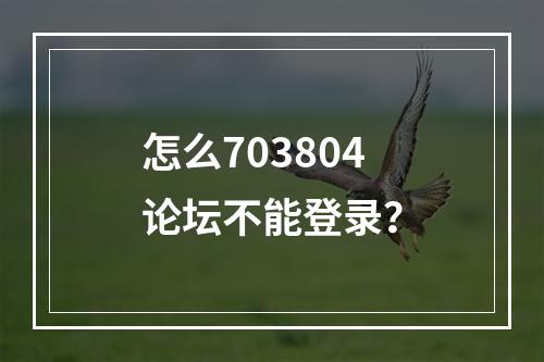怎么703804论坛不能登录？