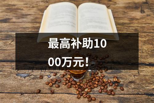 最高补助1000万元！