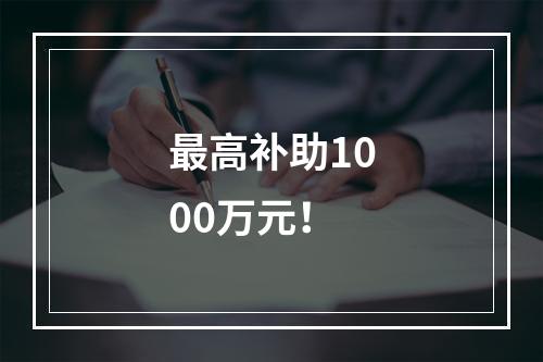 最高补助1000万元！