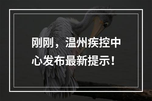 刚刚，温州疾控中心发布最新提示！