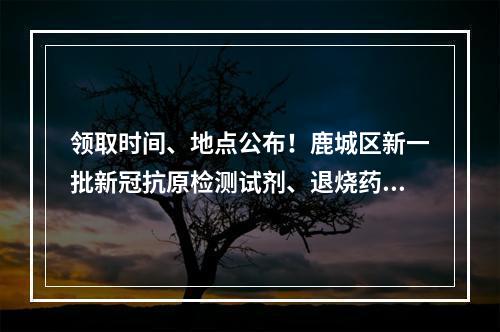 领取时间、地点公布！鹿城区新一批新冠抗原检测试剂、退烧药免费发放！