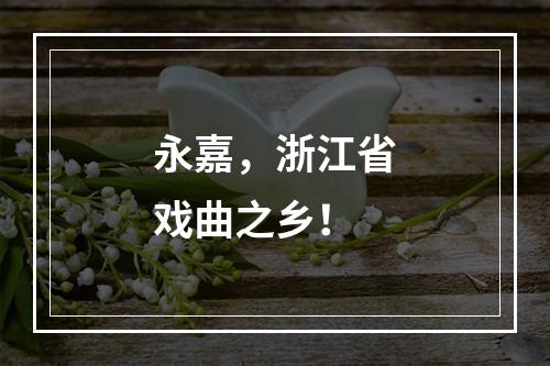 永嘉，浙江省戏曲之乡！