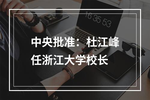 中央批准：杜江峰任浙江大学校长