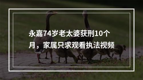 永嘉74岁老太婆获刑10个月，家属只求观看执法视频
