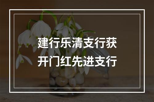 建行乐清支行获开门红先进支行