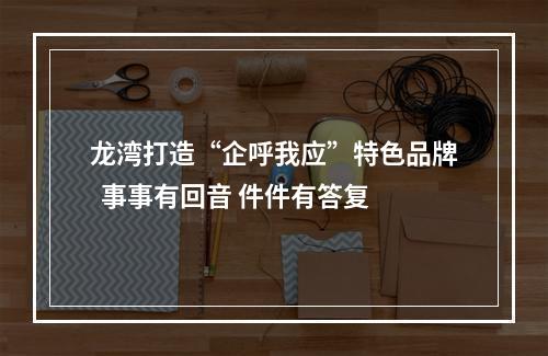 龙湾打造“企呼我应”特色品牌  事事有回音 件件有答复