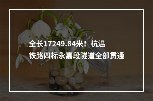 全长17249.84米！杭温铁路四标永嘉段隧道全部贯通