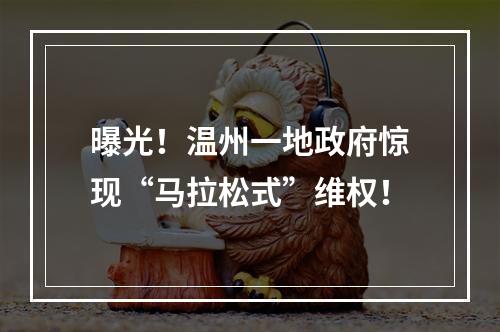 曝光！温州一地政府惊现“马拉松式”维权！