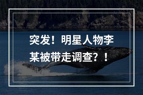 突发！明星人物李某被带走调查？！