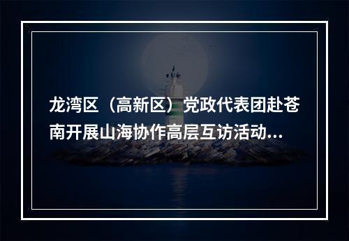 龙湾区（高新区）党政代表团赴苍南开展山海协作高层互访活动 全力念好新时代“山海经” 携手推动两地高质量发展