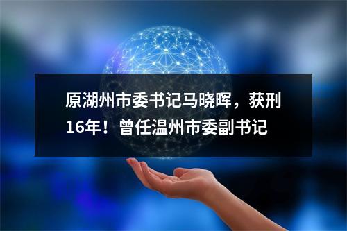 原湖州市委书记马晓晖，获刑16年！曾任温州市委副书记