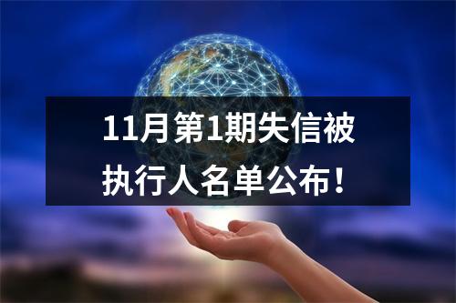 11月第1期失信被执行人名单公布！