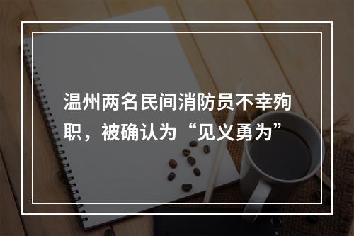 温州两名民间消防员不幸殉职，被确认为“见义勇为”