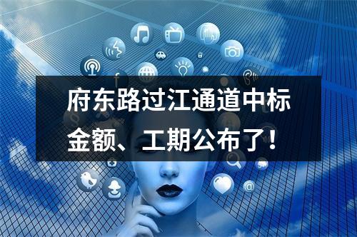 府东路过江通道中标金额、工期公布了！