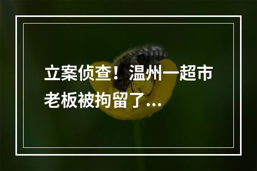 立案侦查！温州一超市老板被拘留了...
