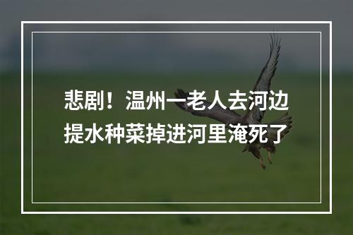 悲剧！温州一老人去河边提水种菜掉进河里淹死了