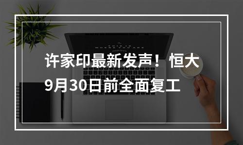 许家印最新发声！恒大9月30日前全面复工