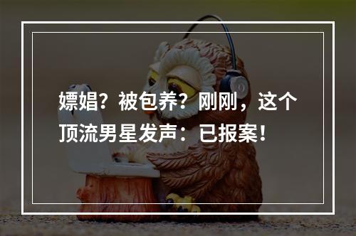 嫖娼？被包养？刚刚，这个顶流男星发声：已报案！
