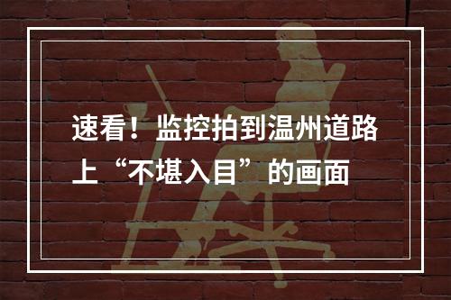 速看！监控拍到温州道路上“不堪入目”的画面