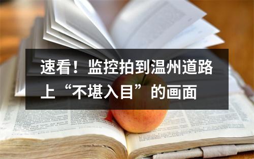 速看！监控拍到温州道路上“不堪入目”的画面