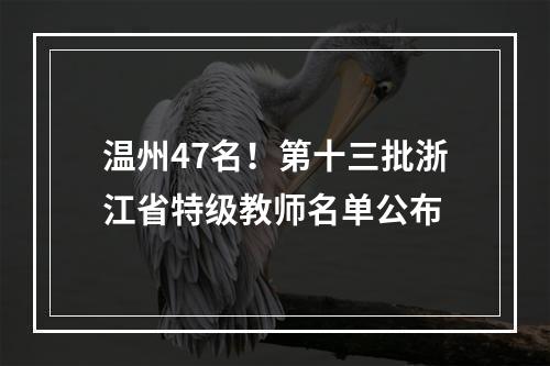 温州47名！第十三批浙江省特级教师名单公布