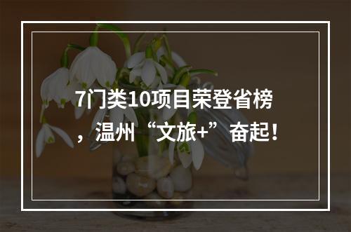 7门类10项目荣登省榜，温州“文旅+”奋起！