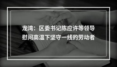 龙湾：区委书记陈应许等领导慰问高温下坚守一线的劳动者