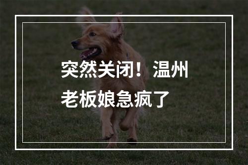 突然关闭！温州老板娘急疯了