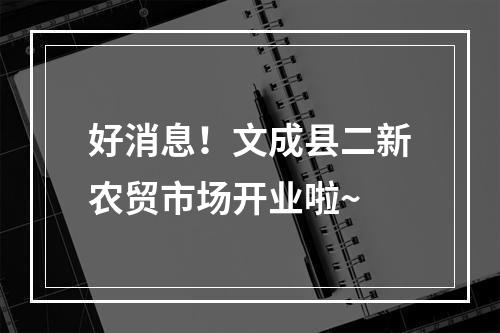 好消息！文成县二新农贸市场开业啦~