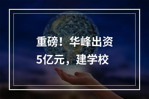 重磅！华峰出资5亿元，建学校