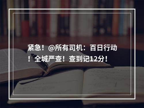 紧急！@所有司机：百日行动！全城严查！查到记12分！