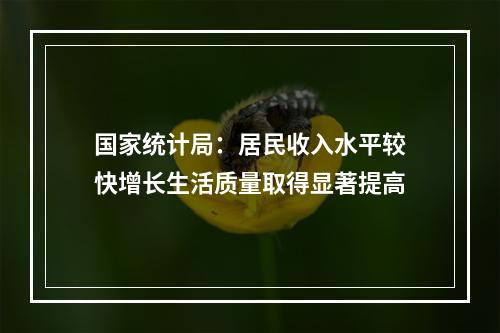 国家统计局：居民收入水平较快增长生活质量取得显著提高