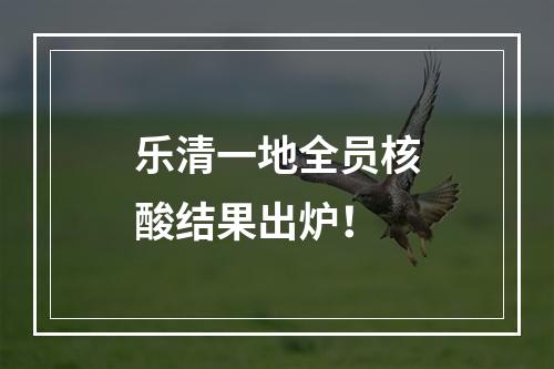 乐清一地全员核酸结果出炉！