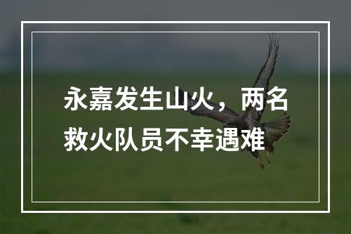 永嘉发生山火，两名救火队员不幸遇难
