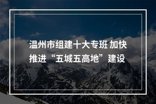 温州市组建十大专班 加快推进“五城五高地”建设
