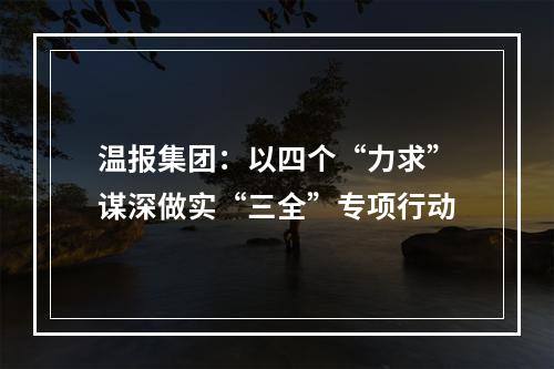 温报集团：以四个“力求”谋深做实“三全”专项行动