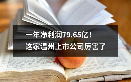 一年净利润79.65亿！这家温州上市公司厉害了
