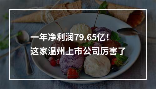 一年净利润79.65亿！这家温州上市公司厉害了