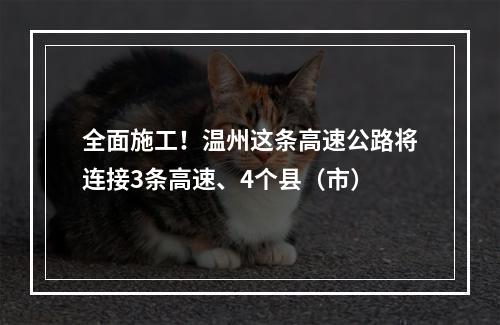 全面施工！温州这条高速公路将连接3条高速、4个县（市）