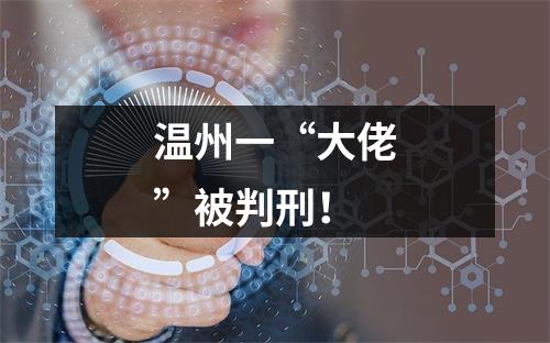 温州一“大佬”被判刑！