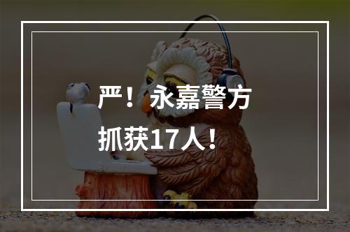 严！永嘉警方抓获17人！