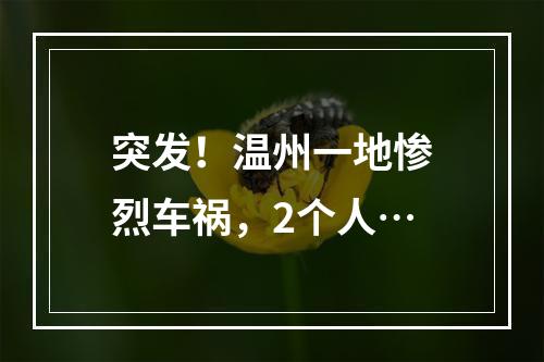 突发！温州一地惨烈车祸，2个人…