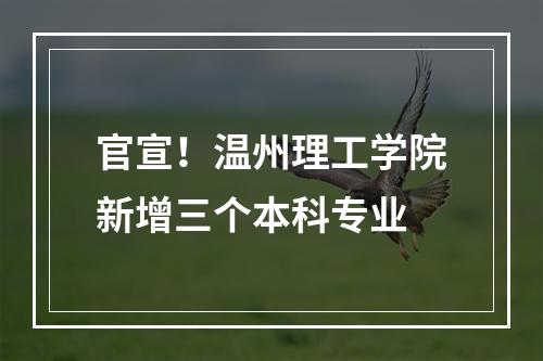 官宣！温州理工学院新增三个本科专业